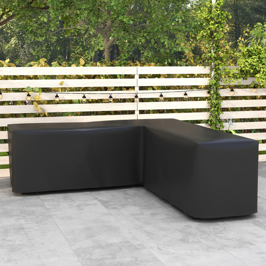 Outsunny Schutzhülle für L-förmige Gartenmöbel, wasserdichte Abdeckplane aus 420D Oxford für Ecksofas, Schwarz, B/T/H: 250 x 250 x 79 cm - Bild 2