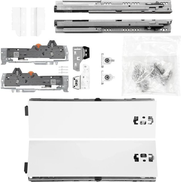 Blum Tandem Schubladenschienen Set mit Soft-Close, Weiß, Zargenhöhe: 115 mm, Nutzlänge: 270 mm, Tragkraft: 20 kg - Bild 1