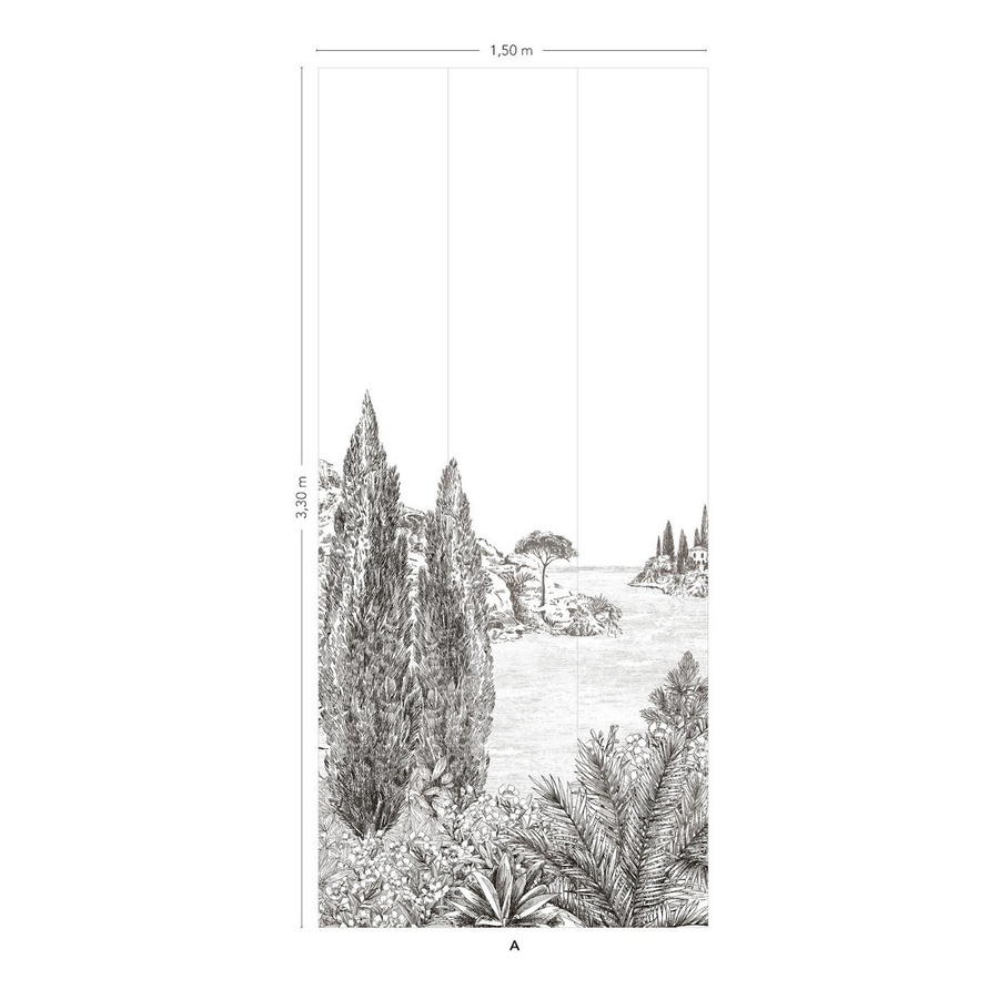 Isidore Leroy Mural Cyprcs Tapete in Grau mit floralem mediterranem Design - Bild 2