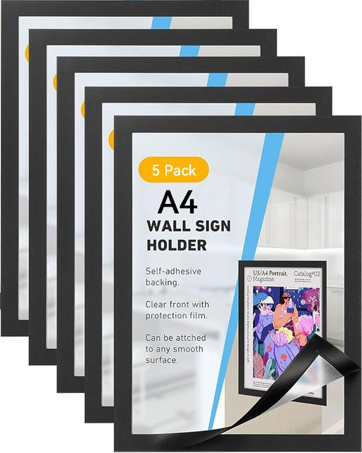 Magnetischer A4 Rahmen in Schwarz für Dokumente, Poster und Zertifikate aus Kunststoff - Bild 1
