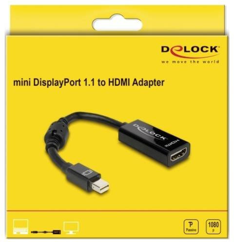 Delock Mini-DisplayPort auf HDMI Adapter in Schwarz mit 12 cm Länge - Bild 1