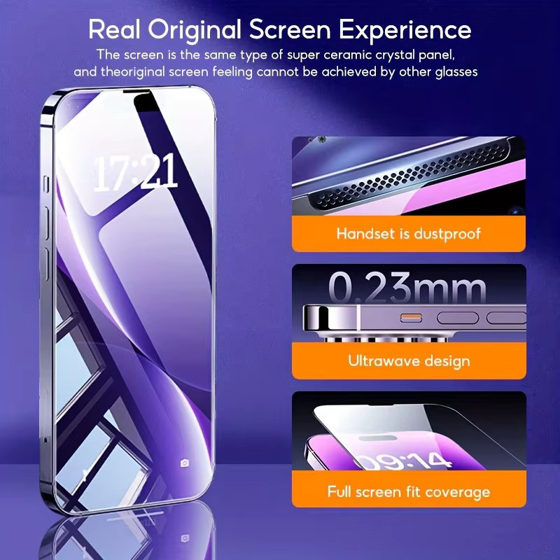 3er-Set Panzerglas Displayschutz für iPhone 11 bis iPhone 17 Pro Max Plus, transparent - Bild 4