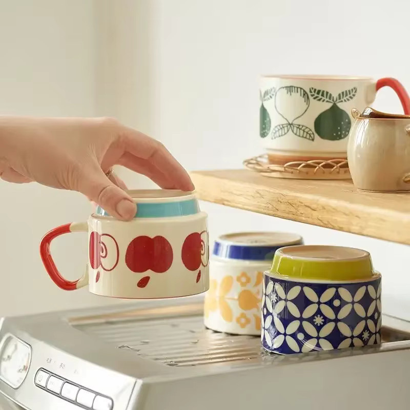 Laysda Keramik-Kaffeetassen-Set mit floralem Design, 300 ml, Mehrfarbig - Bild 3