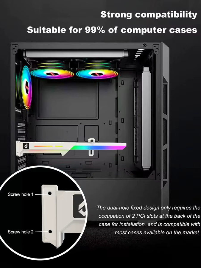 AuyiHomu ARGB Grafikkarten-GPU-Halterung mit verstellbarer Höhe und 5V 3-Pin ARGB Sync-Beleuchtung in Schwarz für deinen PC - Bild 4