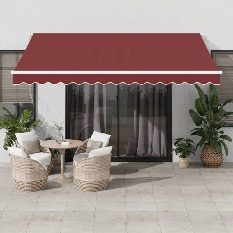 Vidaxl Automatische Markise mit LED in Weinrot und Weiß, B: 400 cm, H: 350 cm - Bild 1
