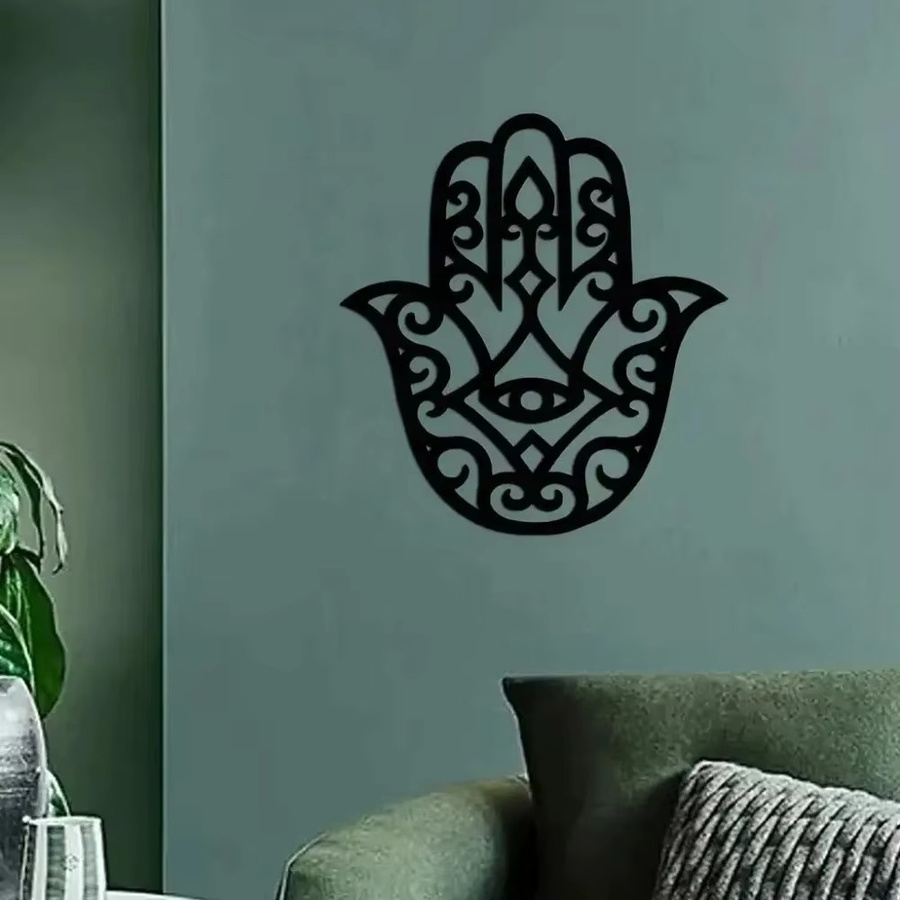 Hamsa Hand Metall-Wandkunst von CIFBUY in Schwarz als Boho-Wanddekoration für dein Zuhause - Bild 3