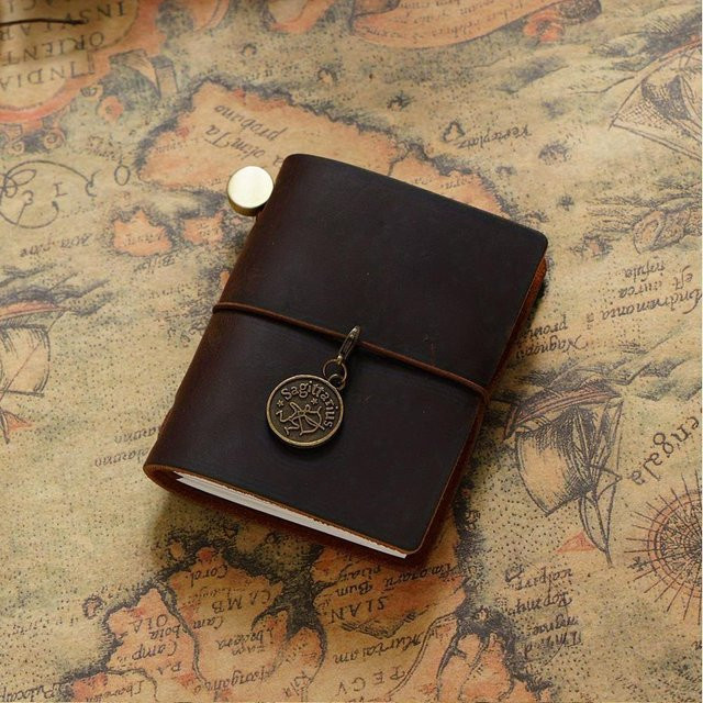 NATAWA Retro Mini Traveler Notebook Planer aus braunem Echtleder, handgemachtes Journal und Skizzenbuch - Bild 1
