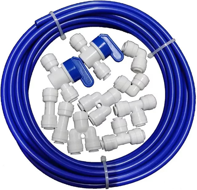 ATWFS RO-Wasserschlauch in Blau mit 10 Stück 1/4 Zoll Schnellverbindern, 10 Meter Länge für RO-Wasserreiniger-Systeme - Bild 1