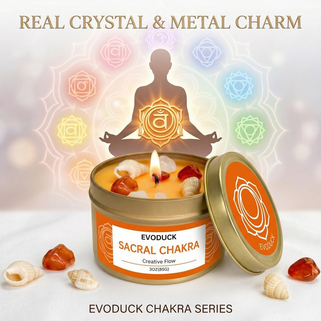 Weet Orange Sakral-Chakra-Kerze mit fruchtigem Duft für Yoga und Meditation - Bild 1