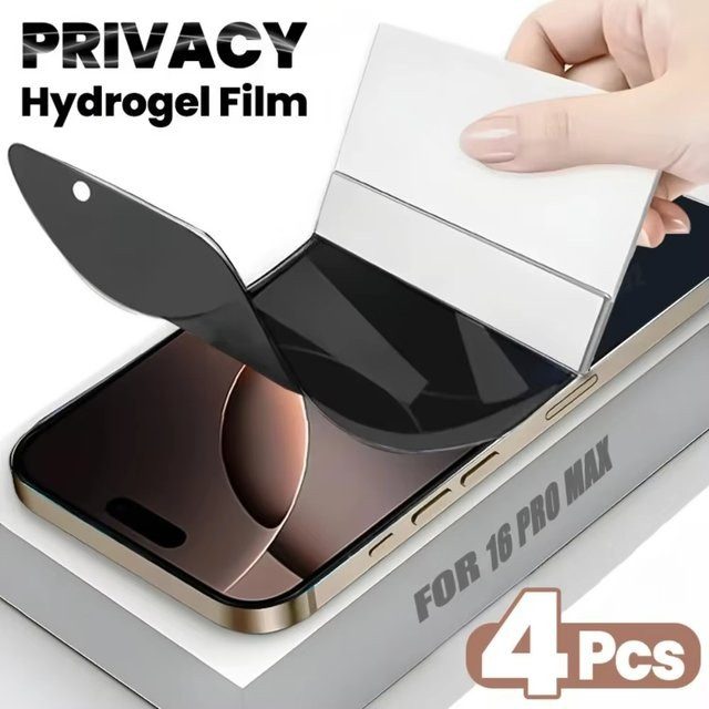 Caynes Anti-Spy Hydrogel Display Schutzfolie für iPhone 16 15 14 13 12 Pro Max XR Plus XS X in Transparent - Bild 1