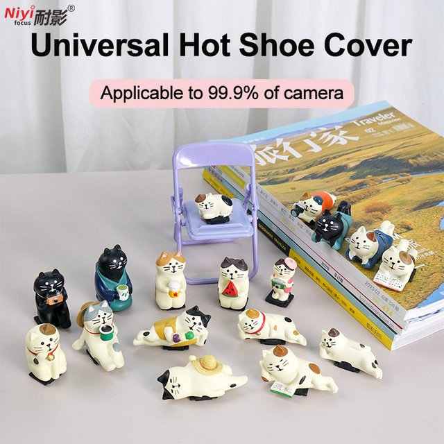 NiYi Kamera-Blitzschuh-Abdeckung mit Katzen-Design in Weiß, universeller Schutz für Sony, Nikon, Canon, Fuji, Fujifilm, Pentax, Leica und Olympus - Bild 1