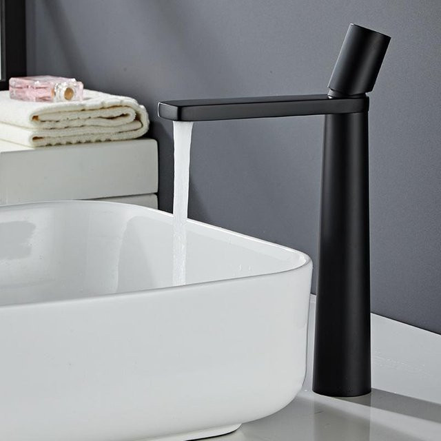 Binchi Waschbecken Armatur mit Einzelgriff in Schwarzchrom und Weiß - Bild 1