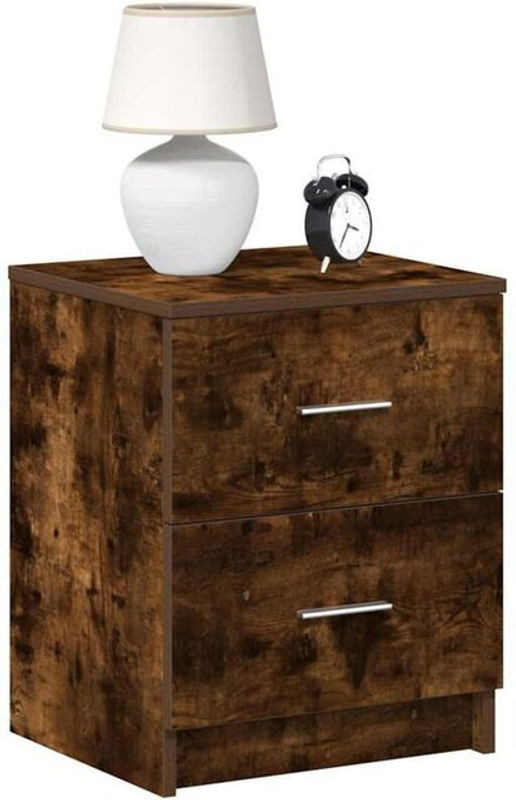 Vidaxl Nachttisch mit 2 Schubladen in Räuchereiche, Modern, B/T/H: 40 x 36 x 50 cm - Bild 1