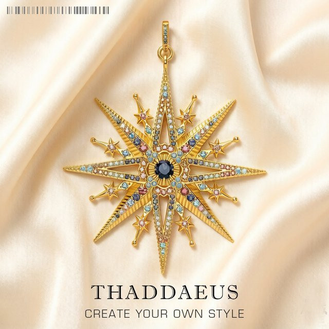 Thaddaeus Anhänger, 925 Silber, Gold, Unisex, Vintage - Bild 1