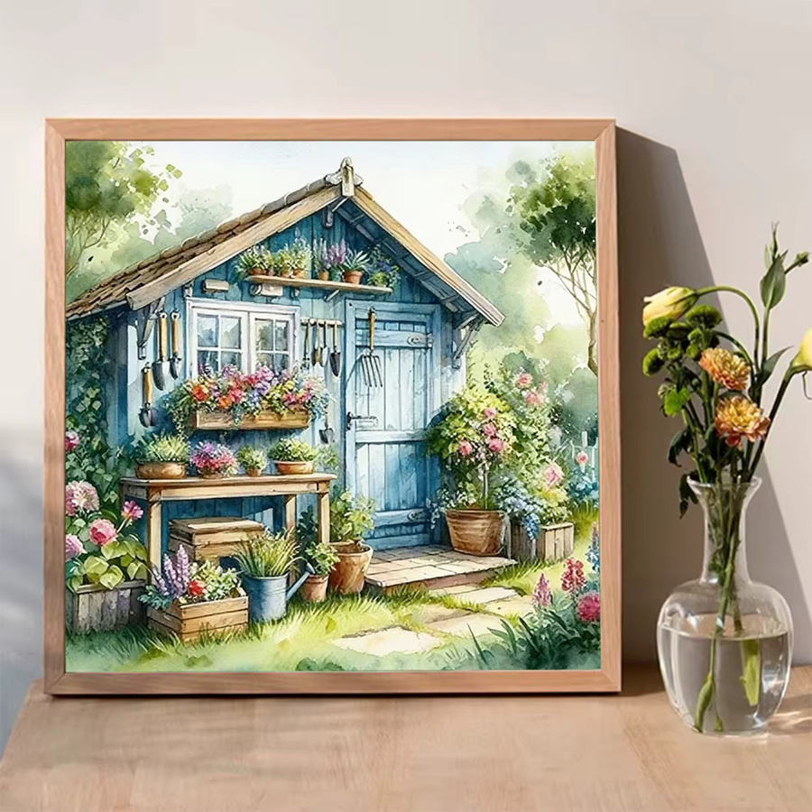 EverShine 5D DIY Diamantstickerei Landschaftsmosaik mit Garten und Landhaus in Multicolour, B/T/H: 20 x 20 x 20 cm - Bild 3