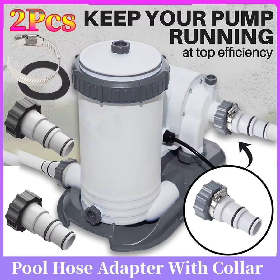 2er-Set Pool Schlauch Adapter mit Kragen für Intex Gewinde Anschluss als Ersatzteil für Schwimmbad Pumpen von alloet - Bild 2