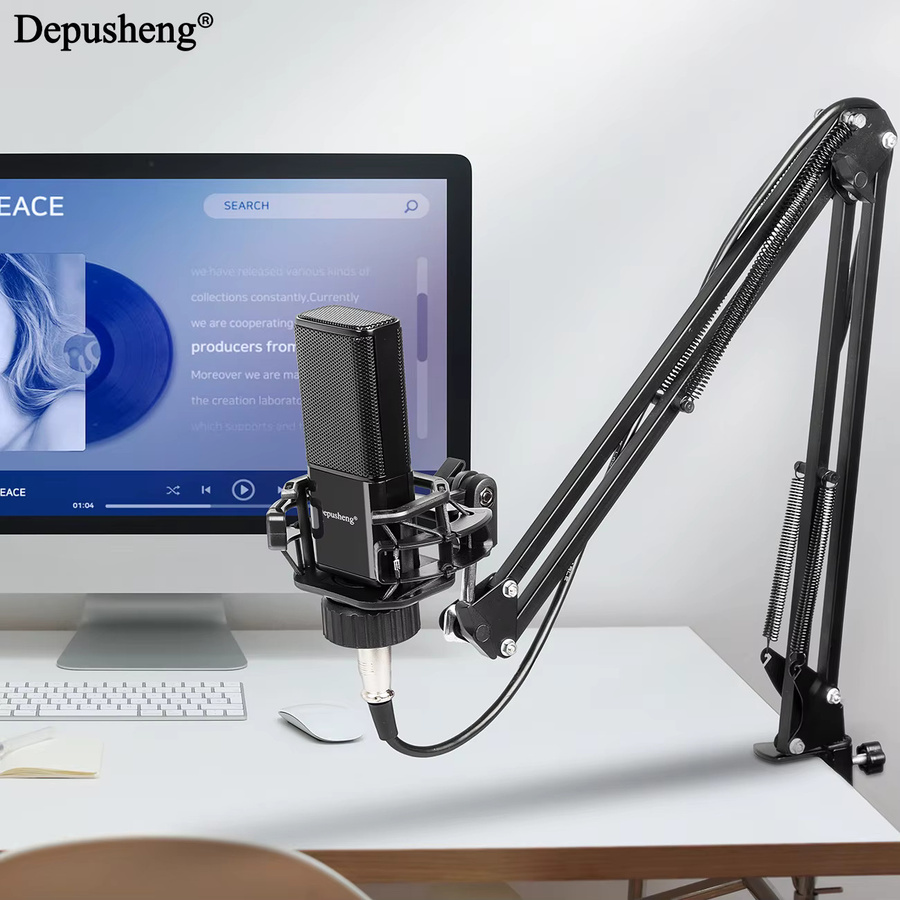 DEPUSHENG V12 Kondensatormikrofon in Schwarz für Studio-Sprachaufnahmen mit hoher Klangtreue - Bild 4