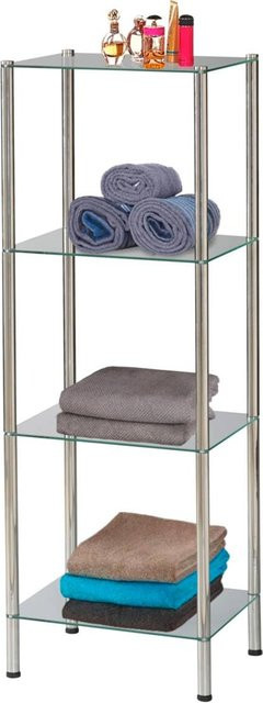 Pocoline Badregal aus Edelstahl und Glas in Silber, B/H/T: 40 x 112 x 30 cm - Bild 1