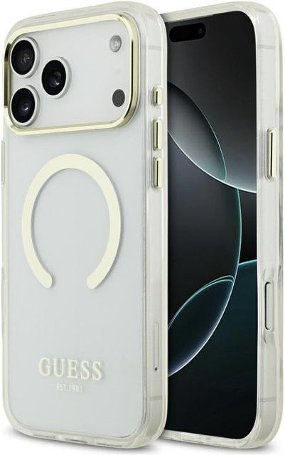 Guess MagSafe-Hülle für Apple iPhone 18 Pro Max Metal Outline in Gold und Transparent - Bild 1