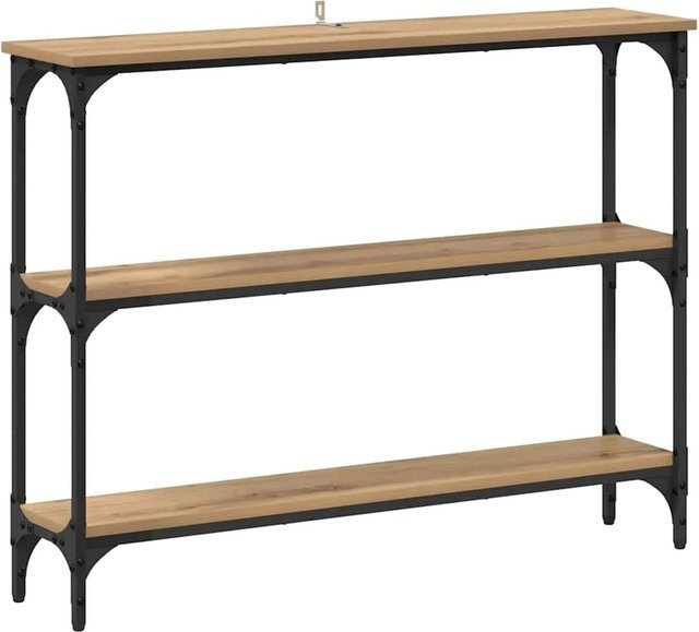 vidaXL Konsolentisch mit Regal in Artisan-Eiche und Metall, Braun, B/T/H: 100 x 22,5 x 75 cm - Bild 1
