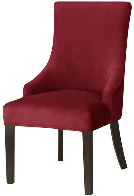 Elastischer Samt Esszimmerstuhlbezug mit hoher Rückenlehne in Rot von Household supplies MH - Bild 1