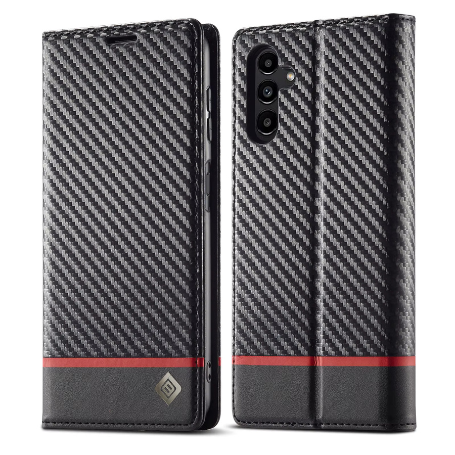 Kohlefaser-Lederhülle als Brieftasche für Samsung Galaxy A-Serie in Schwarz - Bild 5