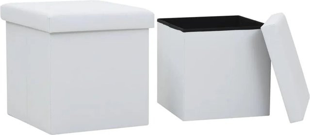 Set aus 2 vidaXL Hockern mit Stauraum in Weiß aus Kunstleder - Bild 1