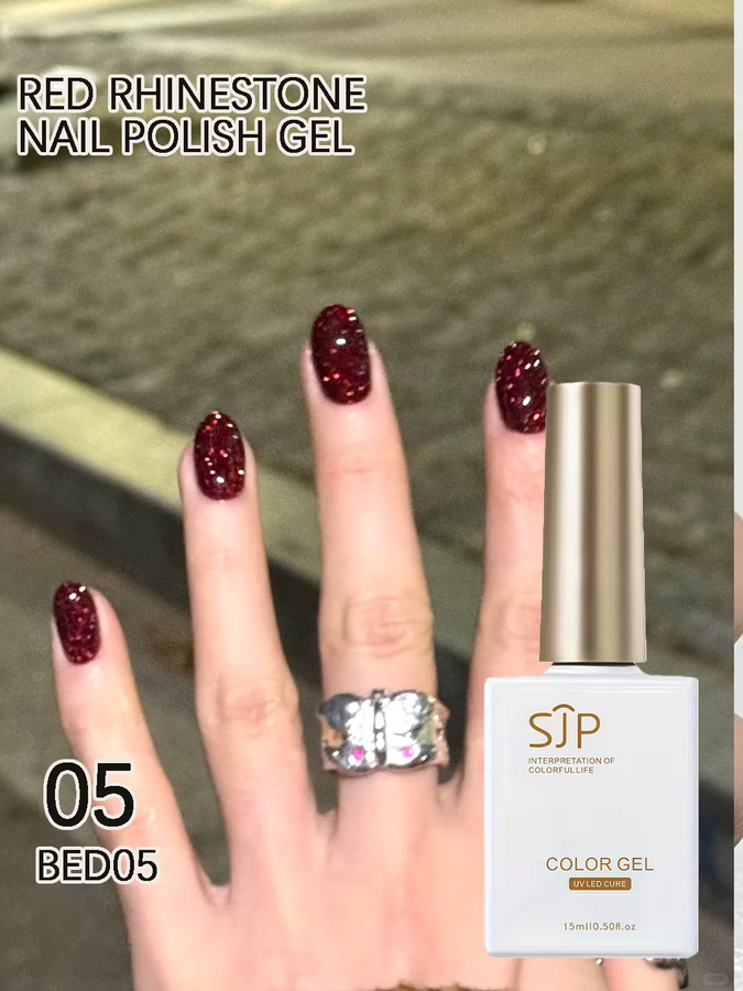 SJP Nagellack-Gel, Burgunderrot, 15 ml - Bild 3