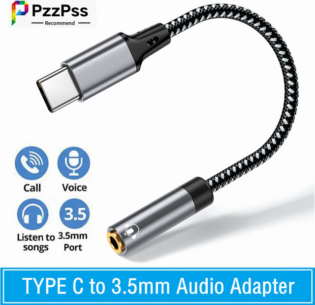 PzzPss USB-C auf 3,5mm Klinke Audio Adapter für Kopfhörer und Aux-Verbindung kompatibel mit MacBook Air, Huawei, Xiaomi und Samsung Galaxy S24 S23 S22 - Bild 1