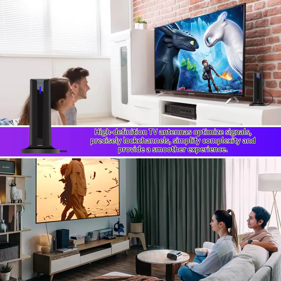 YUNYINMING Digitale TV-Antenne für Innen und Außen, Hochauflösende HDTV-Bodenwellen-Antenne, Schwarz - Bild 5