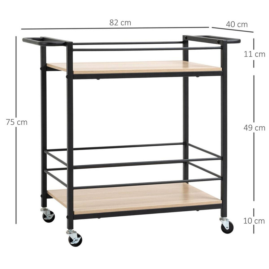 HOMCOM Küchenwagen aus Holz und Metall in Natur mit Edelstahl, B/H/T: 40 x 82 x 75 cm - Bild 2