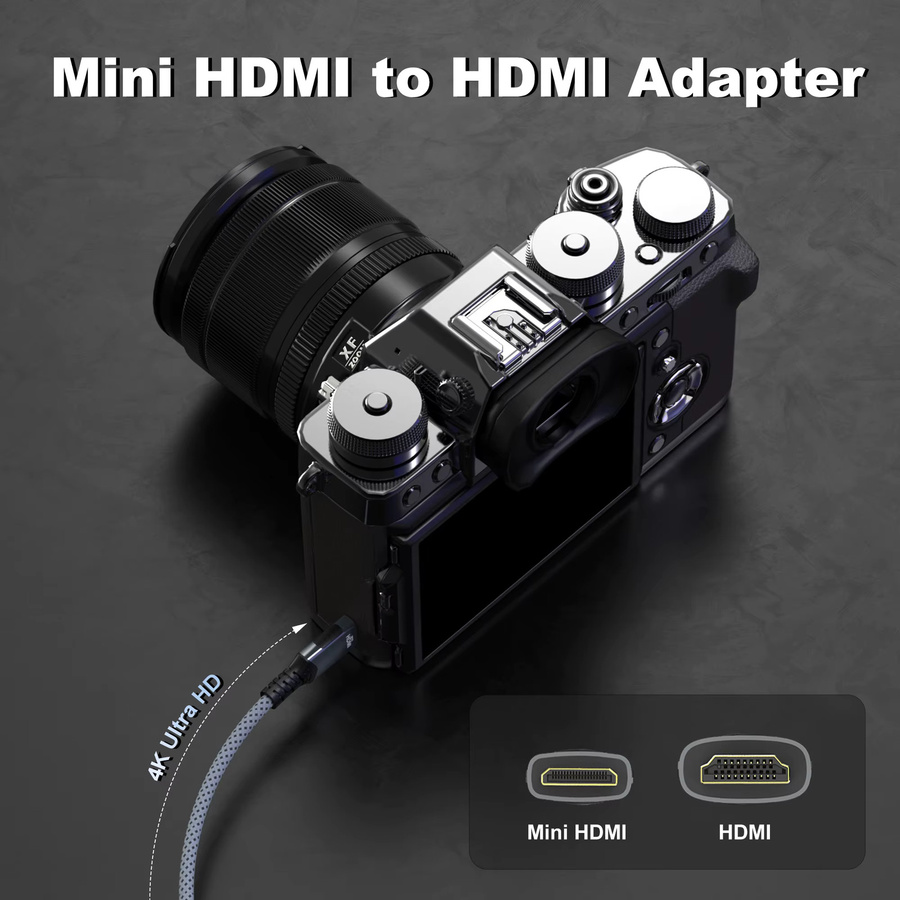 FDBOY Mini/Micro HDMI auf HDMI Kabel in Schwarz, 4K@60Hz und 2K@120Hz, 18Gbps bidirektionales HDMI 2.0 Kabel für HDTV, Tablet und Kameras wie Sony oder Nikon - Bild 4
