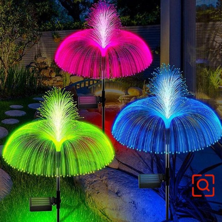 Vieruodis Solar-LED-Gartenlampe in Quallen-Optik mit RGB-Multicolor-Effekt, IP65 wasserdicht, Schwarz