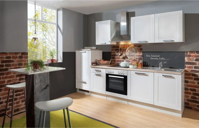 Menke Küchenzeile White Premium Landhaus in Weiß Matt mit Kassettenoptik, B/H/T: 270 x 224 x 60 cm - Bild 1