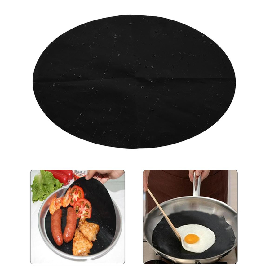Wiederverwendbare Antihaft-Bratpfannenunterlage aus Teflonbeschichtetem Fiberglas in Schwarz, Durchmesser: 24 cm - Bild 6