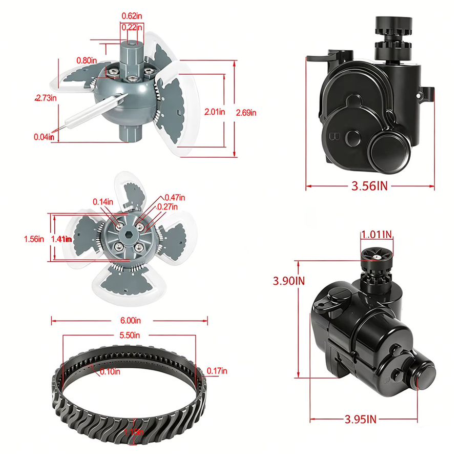 Zodiac Reparaturset für automatische Saug-Seitenpoolreiniger MX8, MX8EL und Elite in Schwarz - Bild 3
