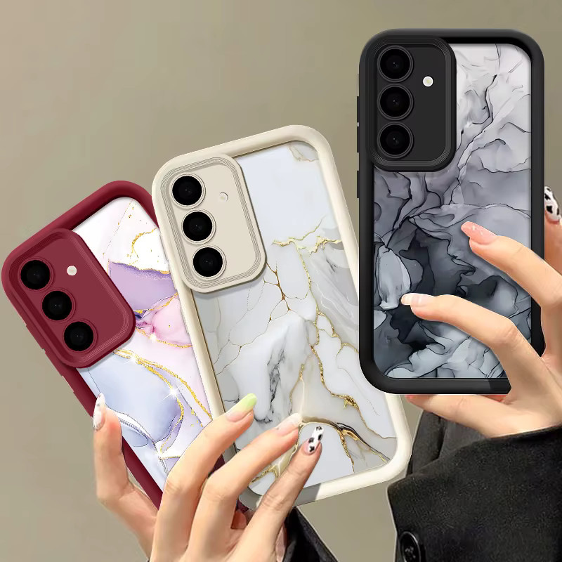 Weiche Silikonhülle mit Marmor-Design für Samsung Galaxy S25 S24 S23 S22 Ultra Plus S21 S24 FE A56 A55 A54 A53 A36 A34 A26 A25 A15 A14 in Weiß - Bild 2