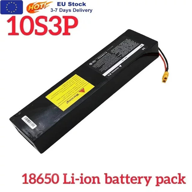 Ddadache Wiederaufladbarer 36V 100Ah Lithium-Akku 18650 10S3P für Elektroroller mit BMS, XT60 und JST, Schwarz - Bild 1