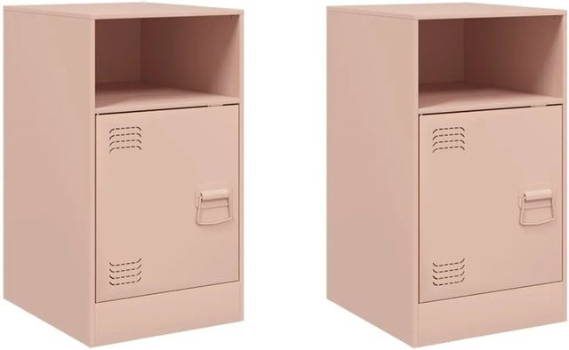 vidaXL Nachttische 2er Set aus kaltgewalztem Stahl in Pink, B/T/H: 34,5 x 39 x 62 cm - Bild 1