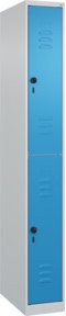 C+P Doppelstock-Spind Classic PLUS mit 1 Abteil, Sicherheits-Drehriegel, Garderobenstange, grau und blau, H x B x T: 185 x 25 x 50 cm - Bild 1