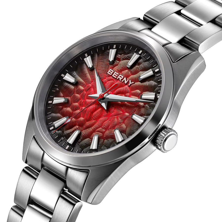 BERNY Armbanduhr Herren, Quarz, Edelstahl, Saphirglas, 10 ATM, Silber - Bild 2