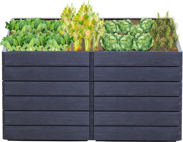 Garantia Hochbeet-System Ergo Quadro in Anthrazit-braun aus Recyclingkunststoff B/T/H: 160 x 75 x 80 cm - Bild 1