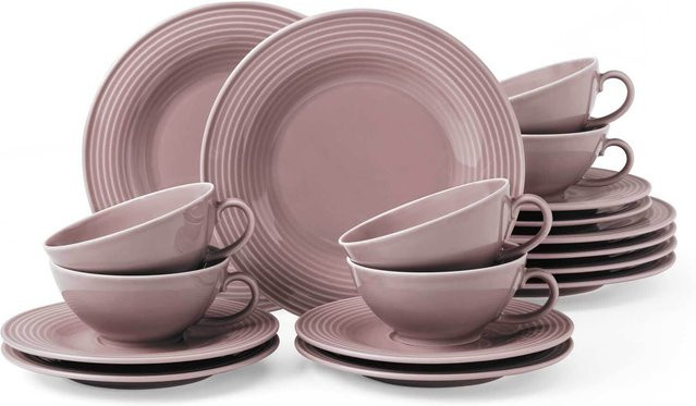 Seltmann Weiden Teeservice Beat Color Glaze aus Porzellan in Pink, 18er Set - Bild 1