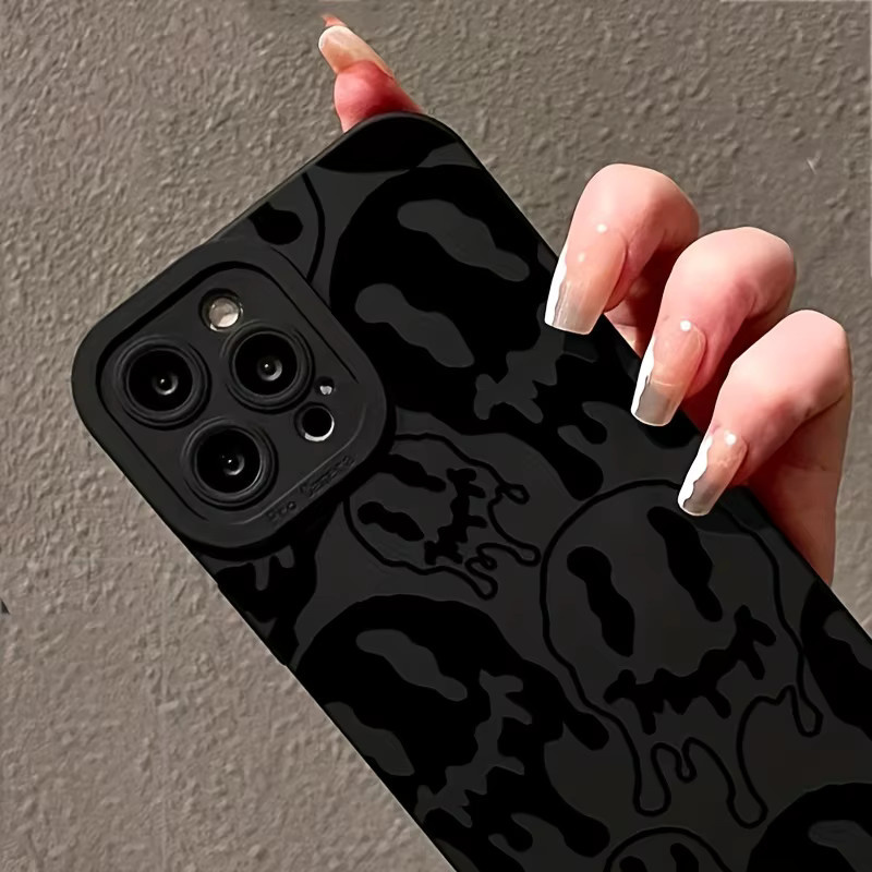 Spooky Ghost Face Silikon Handyhülle für Apple iPhone 15 14 Pro Max 13 12 11 XS X XR 7 8 Plus in Schwarz - Bild 3