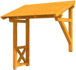 Skan Holz Haustür-Vordach Paderborn 3 aus nordischer Fichte in Eiche hell braun, Breite: 242 cm, Tiefe: 156 cm - Bild 1