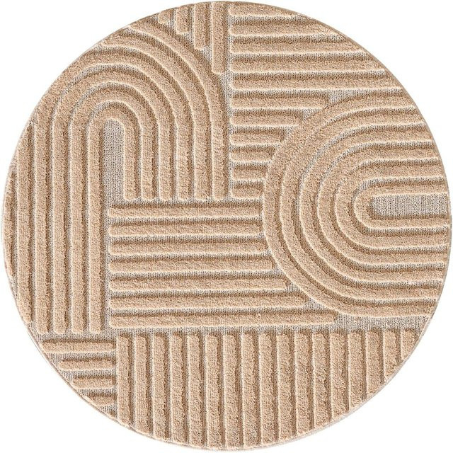 Ayyildiz Teppich ART Rund in Rosa und Beige mit abstraktem Boho-Design, Durchmesser: 200 cm - Bild 1