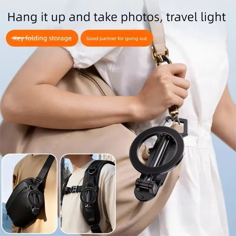 VIKEFON Multifunktionaler Magnetischer Handyständer Schwarz Faltbares Tragbares Selfie-Stativ für MagSafe iPhone iOS - Bild 4