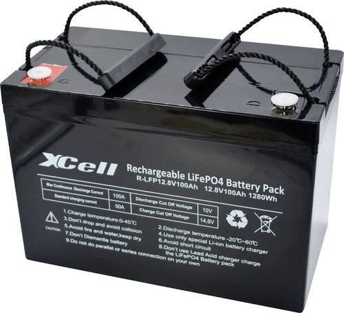 XCell LFP12100 Spezial-Akku LiFePO4 Block mit Schraubkontakt, 12.8V 100Ah, Schwarz - Bild 1