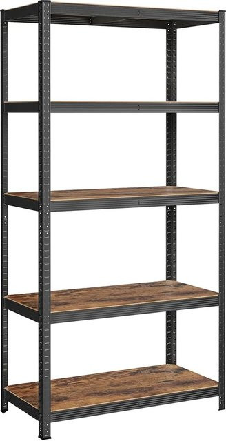 Songmics Standregal in Braun-Schwarz mit verstellbaren Regalböden im Vintage-Stil, B/T/H: 100 x 50 x 200 cm - Bild 1