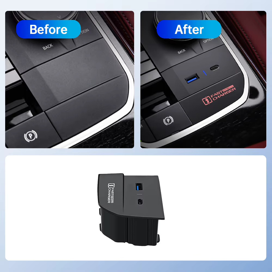 MOCENDO USB-C Telefon Ladehalterung für BMW 2er 3er 4er Serie i3 i4, 27W Auto Ladegerät in Schwarz - Bild 3